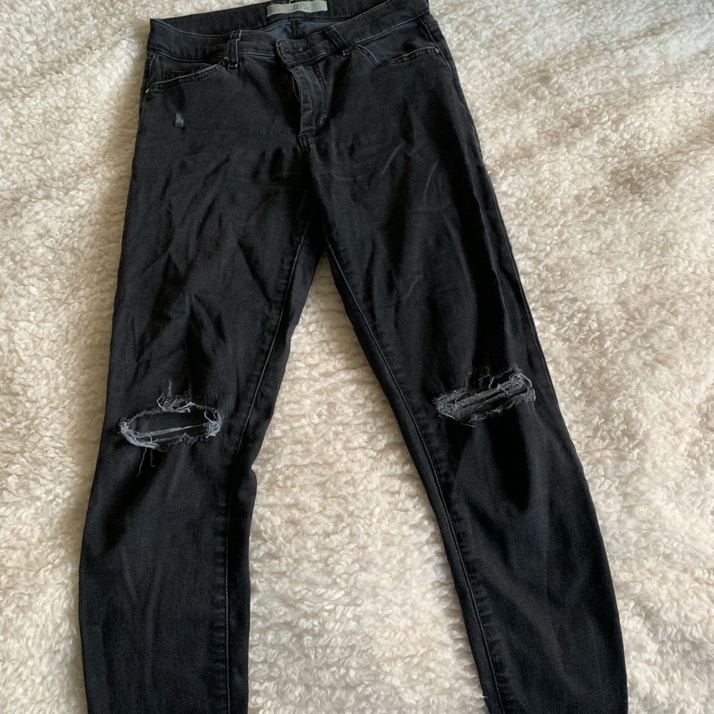 Topshop Leigh Ripped Black Jeans